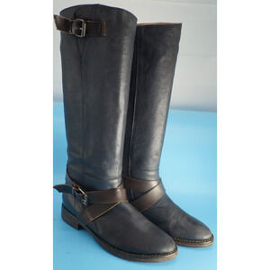 Halmanera Italian hand made Riding Boot Size 39 Black Leather Knee High Tall